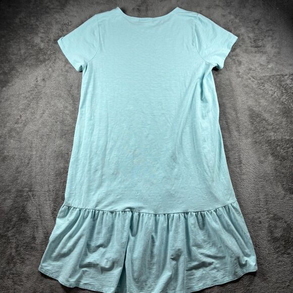 J Jill Dress Ruffle Hem Pockets Breathable Lightweight Cotton Aqua Medium C162 - Picture 4 of 10